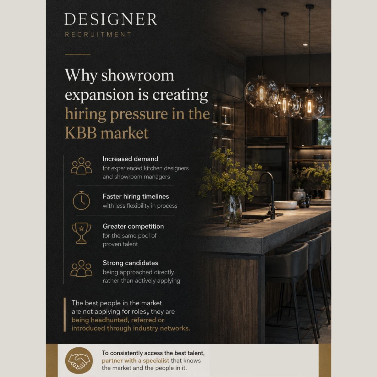 Designer Recruitment LinkedIn post: showroom expansion is creating hiring pressure in the KBB market